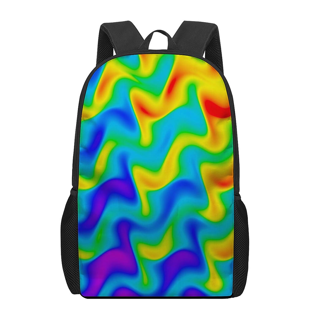 Rainbow Psychedelic Trippy Print 17 Inch Backpack