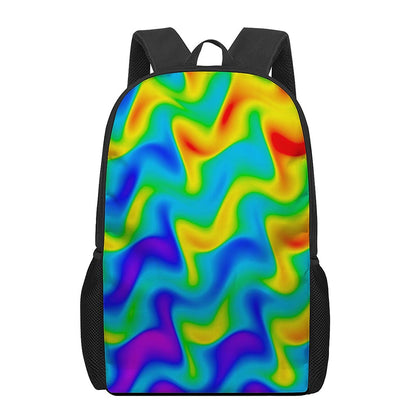 Rainbow Psychedelic Trippy Print 17 Inch Backpack