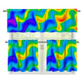 Rainbow Psychedelic Trippy Print 3 Piece Kitchen Curtains
