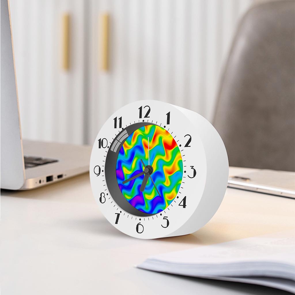 Rainbow Psychedelic Trippy Print Alarm Clock