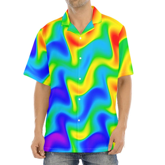 Rainbow Psychedelic Trippy Print Aloha Shirt