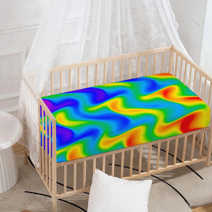 Rainbow Psychedelic Trippy Print Baby Crib Sheet
