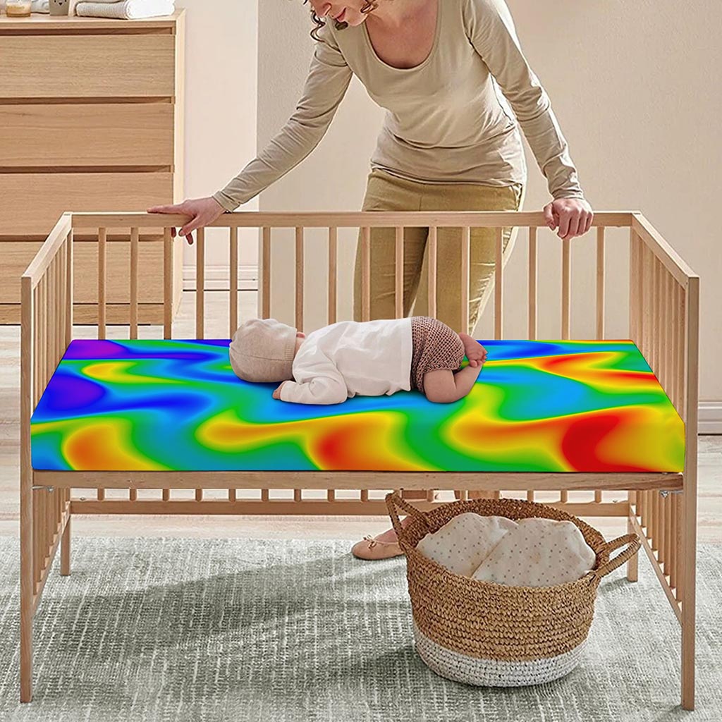 Rainbow Psychedelic Trippy Print Baby Crib Sheet