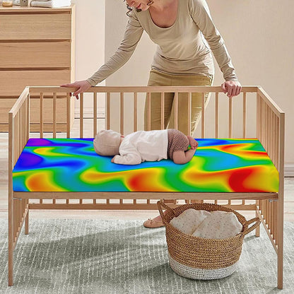 Rainbow Psychedelic Trippy Print Baby Crib Sheet