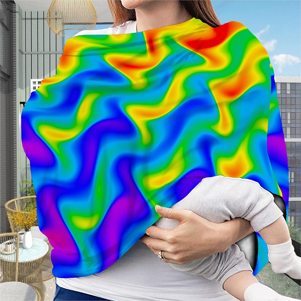 Rainbow Psychedelic Trippy Print Baby Seat Cover
