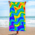 Rainbow Psychedelic Trippy Print Beach Towel