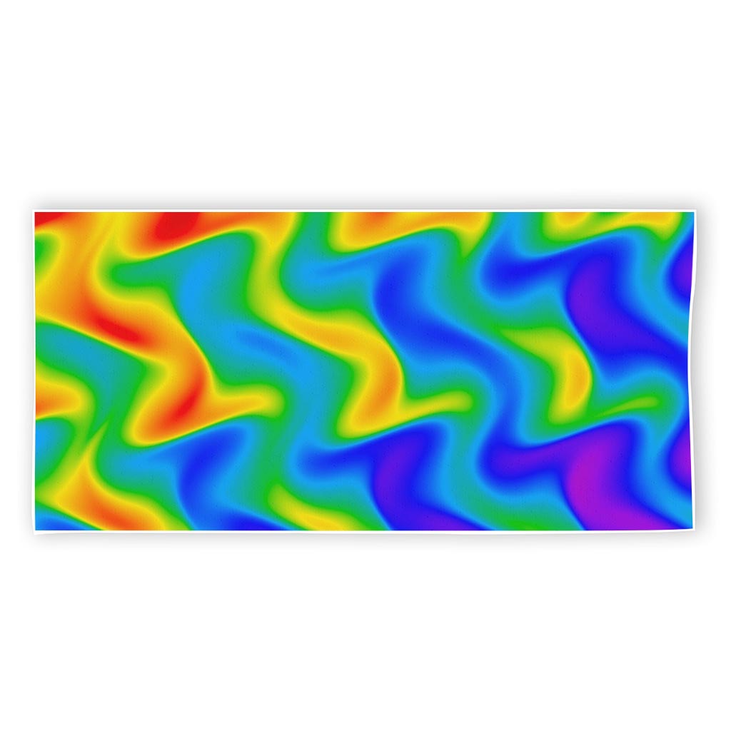 Rainbow Psychedelic Trippy Print Beach Towel