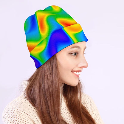 Rainbow Psychedelic Trippy Print Beanie