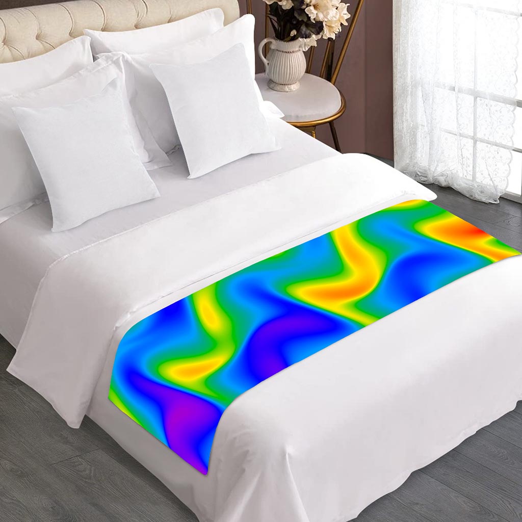 Rainbow Psychedelic Trippy Print Bed Runner