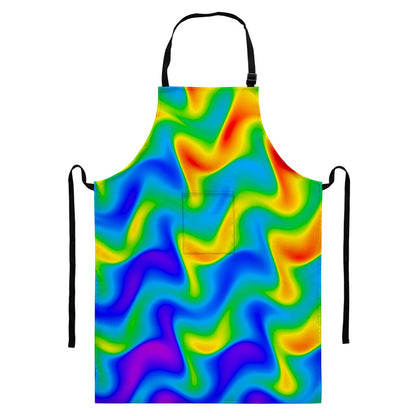 Rainbow Psychedelic Trippy Print Bib Apron With Pocket