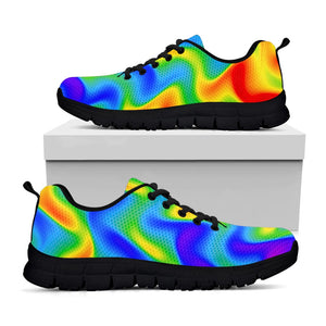 Rainbow Psychedelic Trippy Print Black Running Shoes