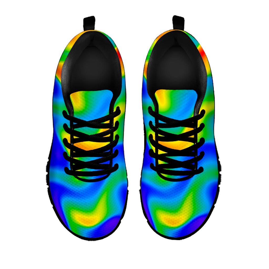 Rainbow Psychedelic Trippy Print Black Running Shoes