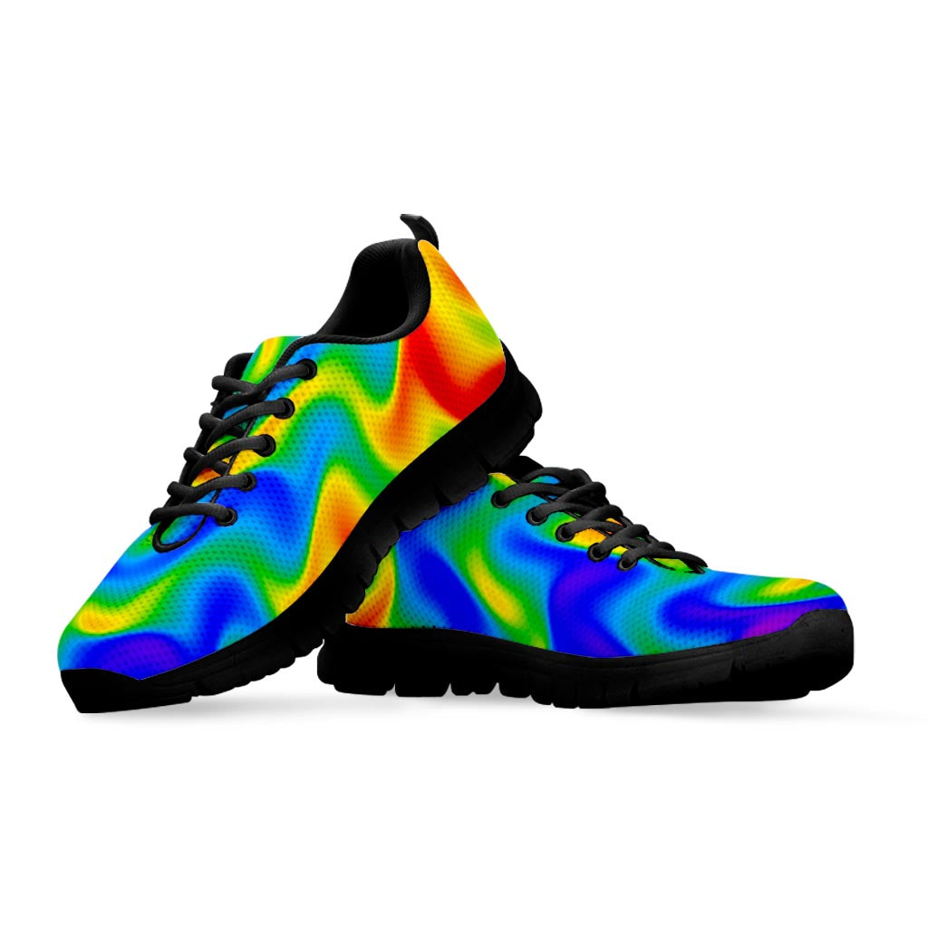 Rainbow Psychedelic Trippy Print Black Running Shoes