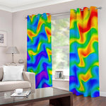 Rainbow Psychedelic Trippy Print Blackout Grommet Curtains