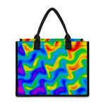 Rainbow Psychedelic Trippy Print Canvas Tote Bag