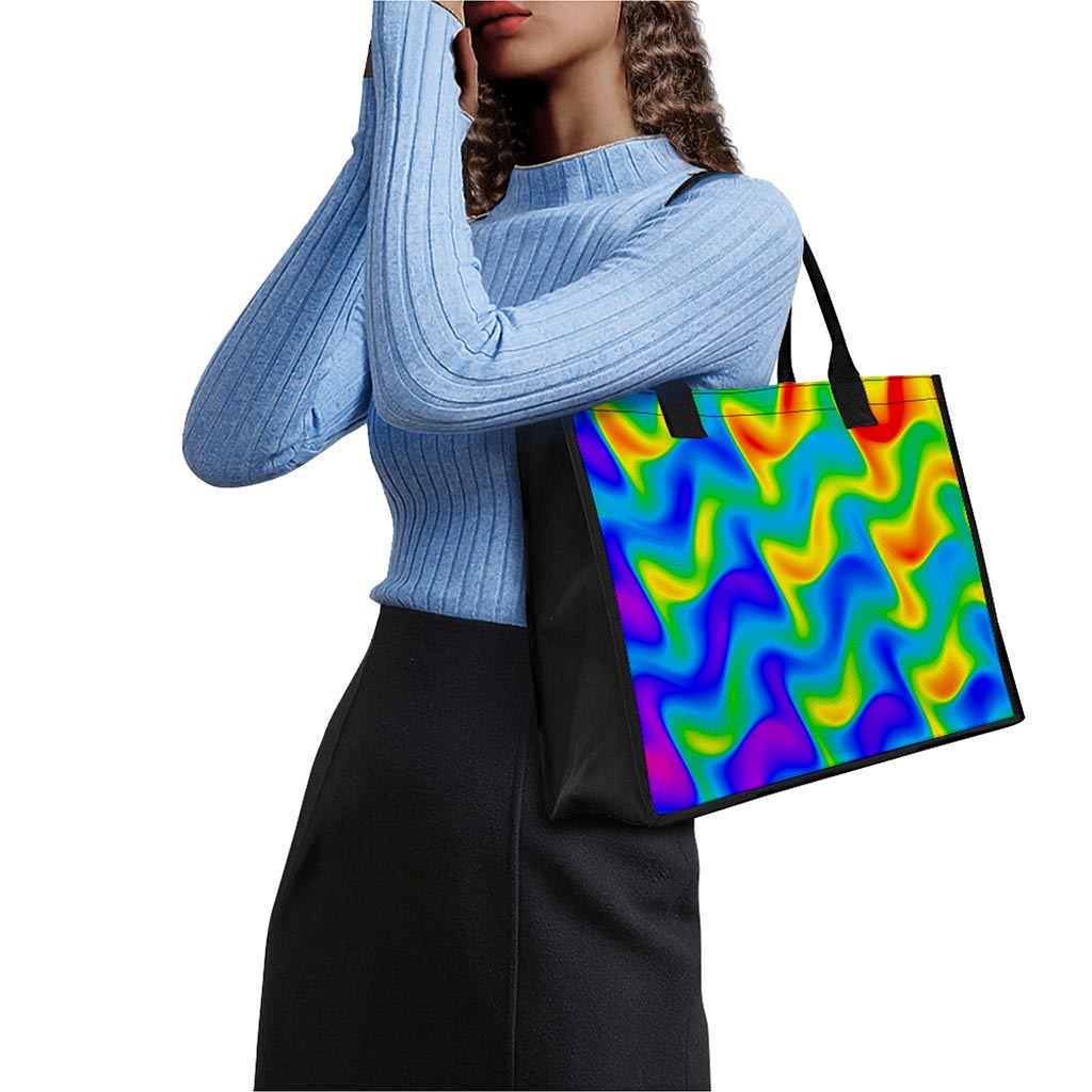Rainbow Psychedelic Trippy Print Canvas Tote Bag