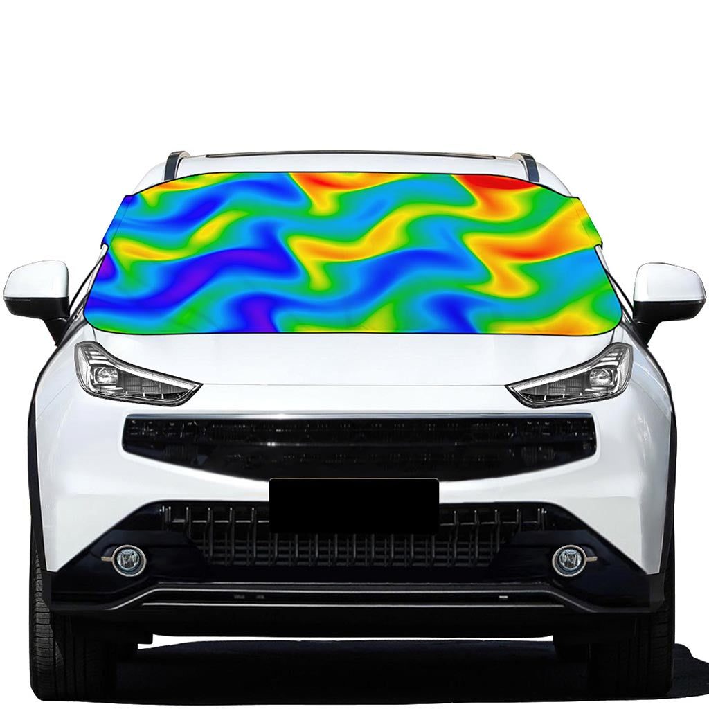 Rainbow Psychedelic Trippy Print Car Windshield Snow Cover