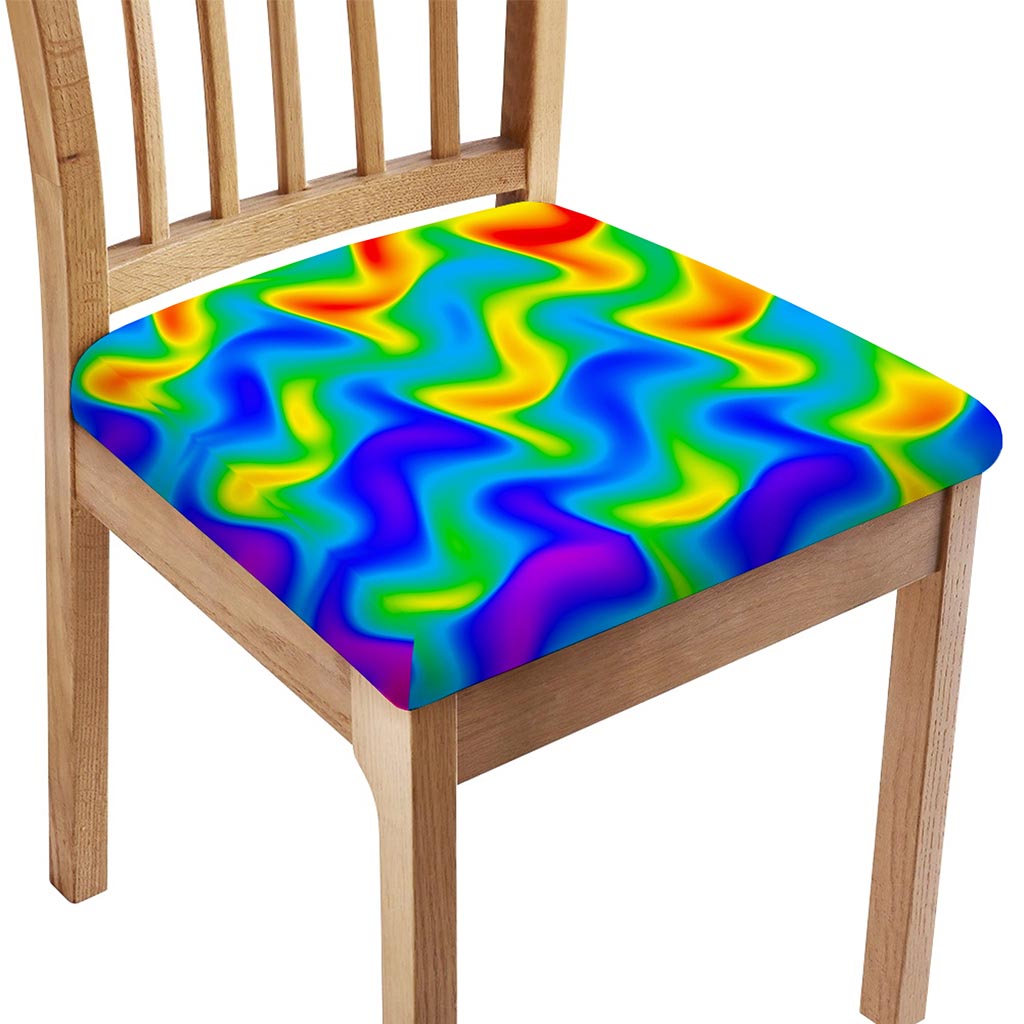 Rainbow Psychedelic Trippy Print Chair Cushion Cover