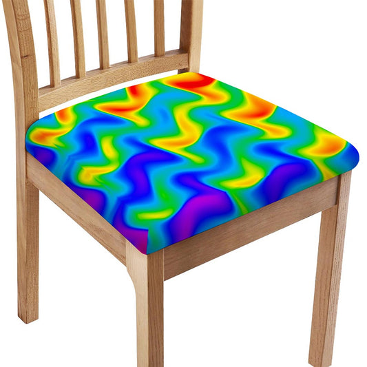 Rainbow Psychedelic Trippy Print Chair Cushion Cover