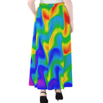 Rainbow Psychedelic Trippy Print Chiffon Maxi Skirt