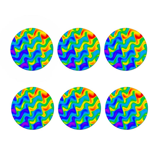 Rainbow Psychedelic Trippy Print Coaster Set