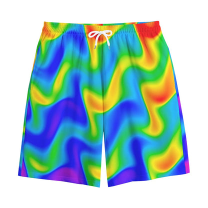 Rainbow Psychedelic Trippy Print Cotton Shorts
