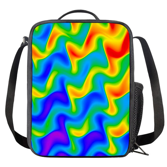 Rainbow Psychedelic Trippy Print Crossbody Lunch Bag