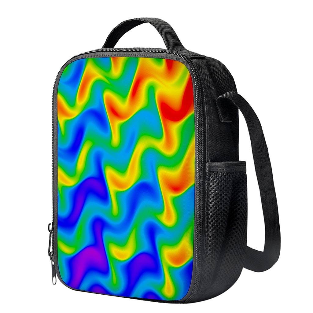 Rainbow Psychedelic Trippy Print Crossbody Lunch Bag