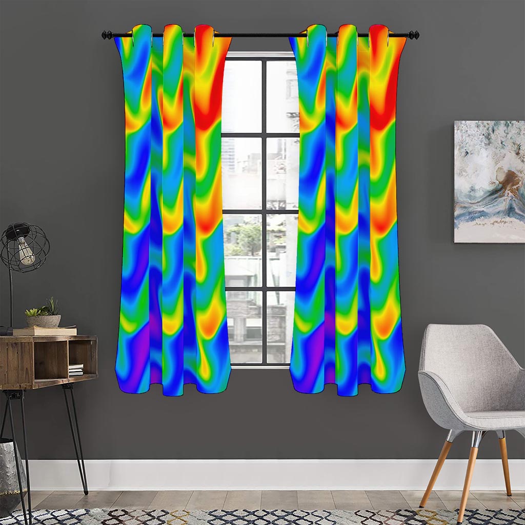 Rainbow Psychedelic Trippy Print Curtain