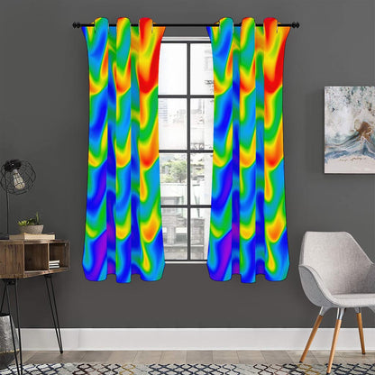 Rainbow Psychedelic Trippy Print Curtain