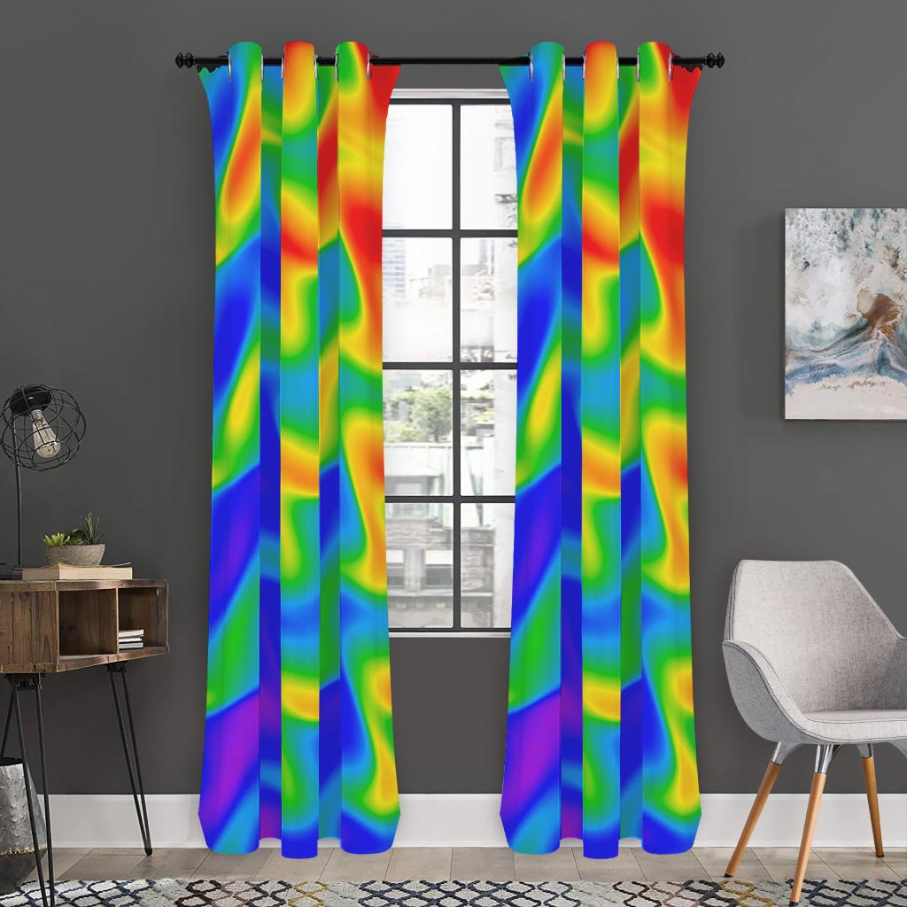 Rainbow Psychedelic Trippy Print Curtain