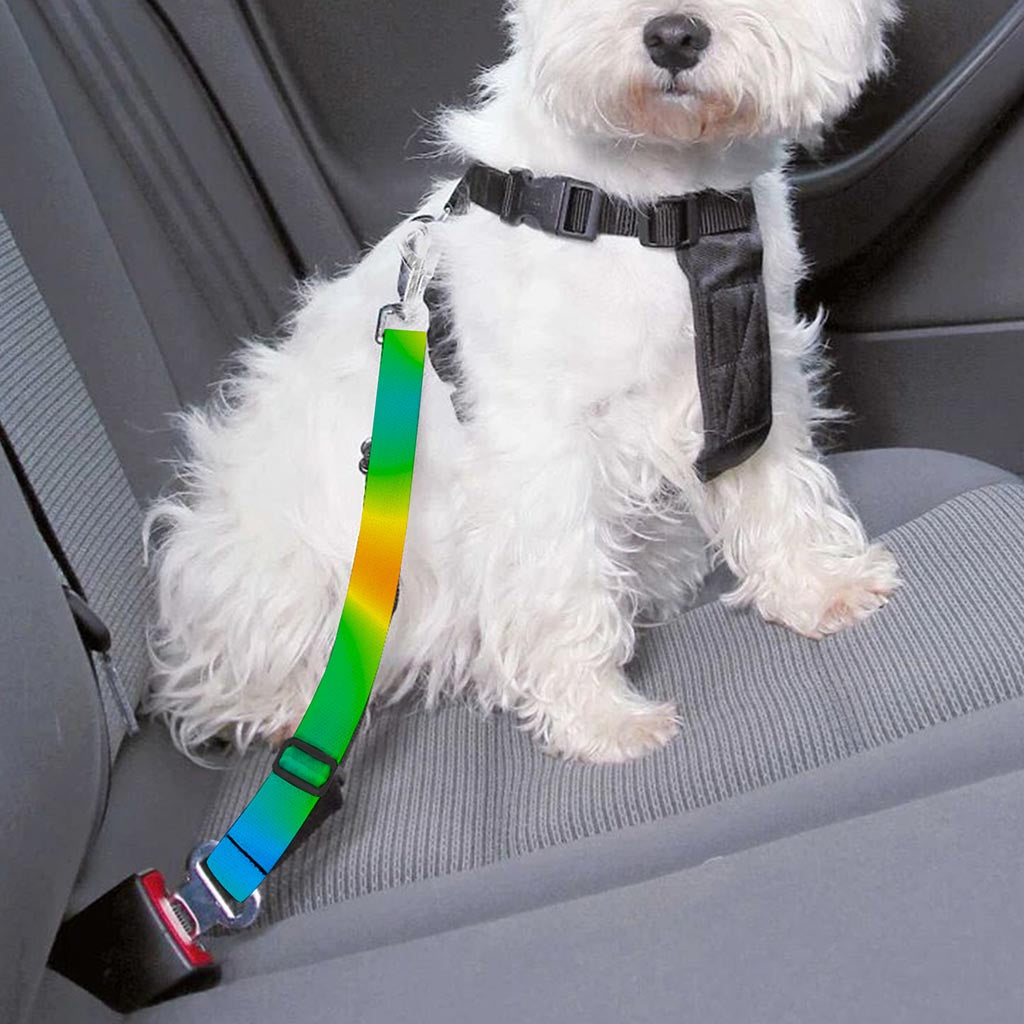 Rainbow Psychedelic Trippy Print Dog Seat Belt