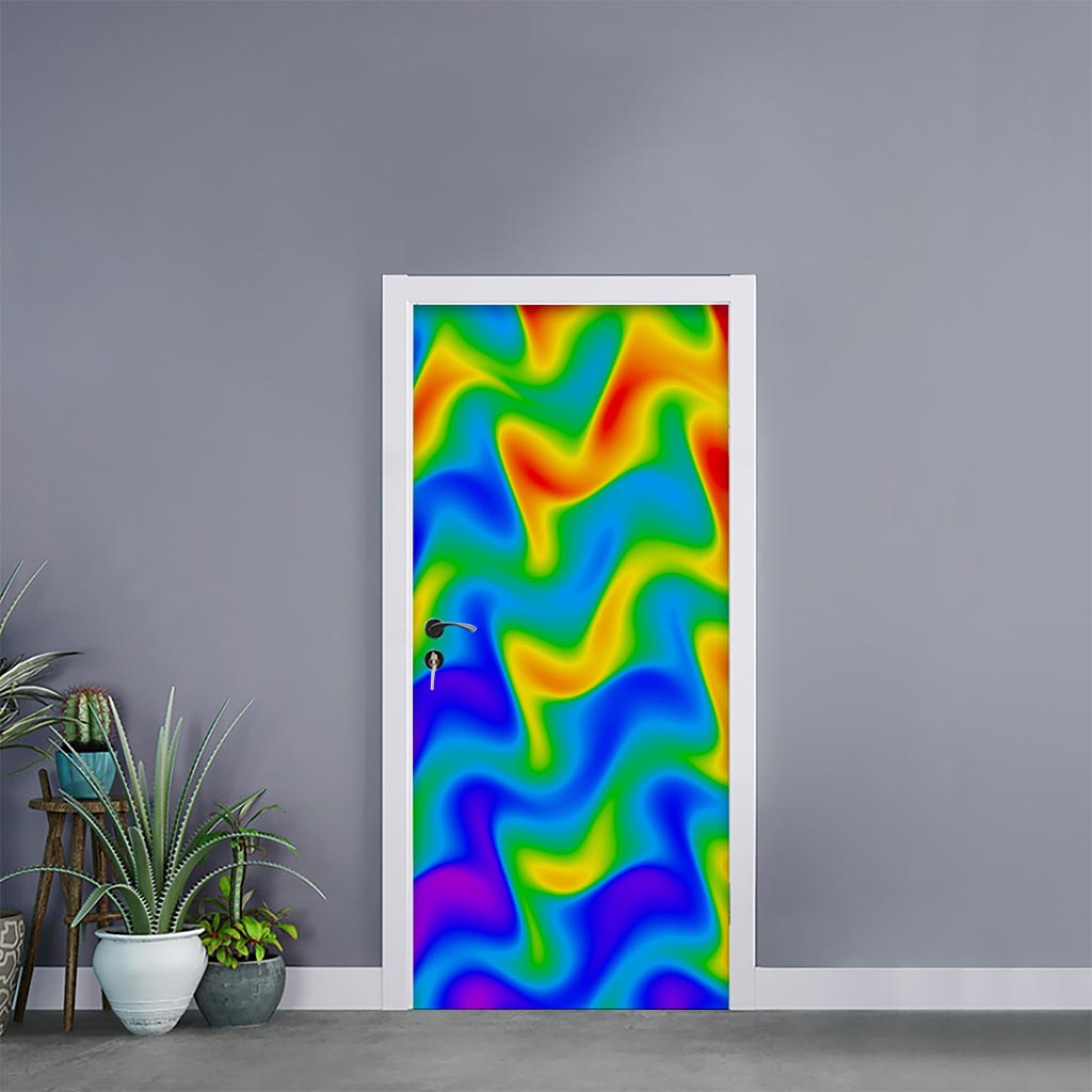 Rainbow Psychedelic Trippy Print Door Sticker