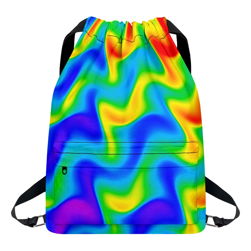 Rainbow Psychedelic Trippy Print Drawstring Backpack