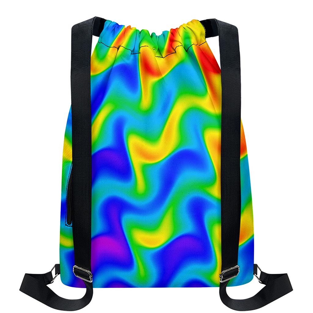 Rainbow Psychedelic Trippy Print Drawstring Backpack