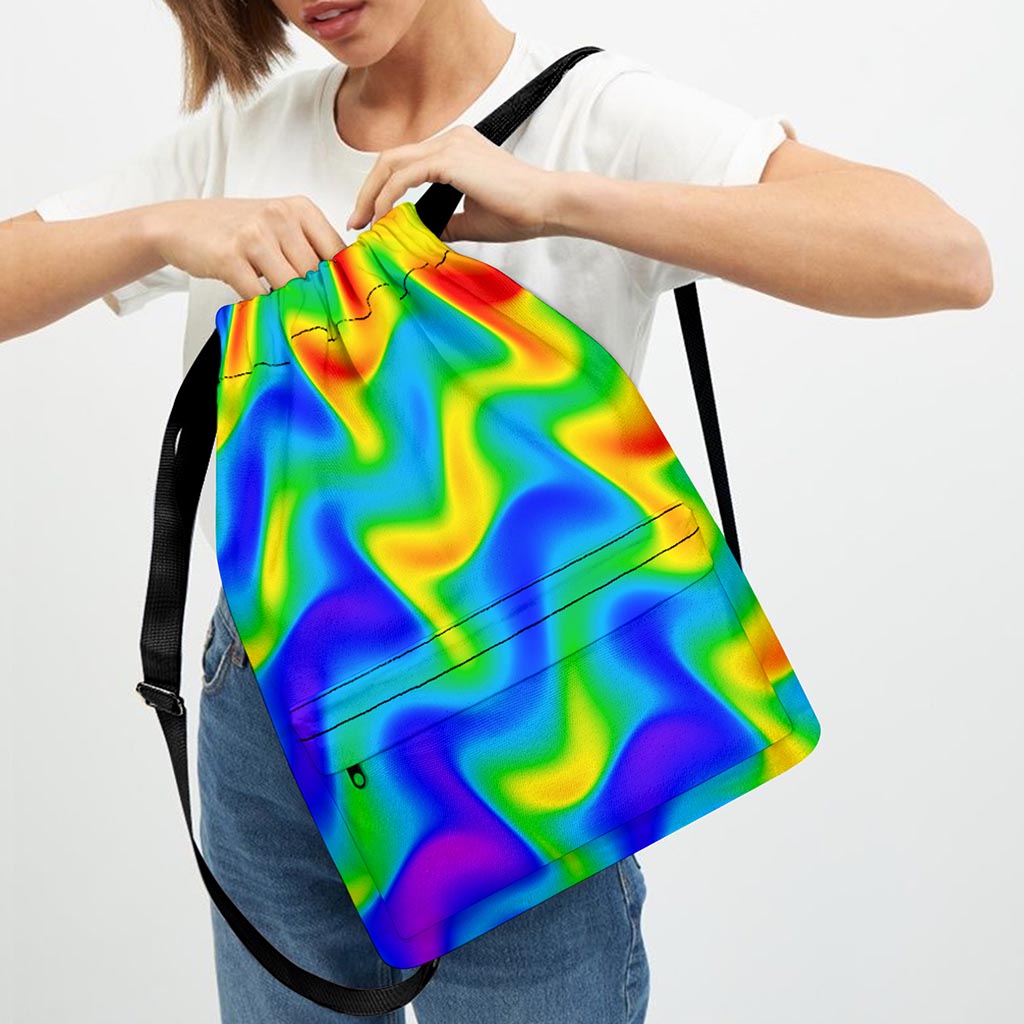 Rainbow Psychedelic Trippy Print Drawstring Backpack