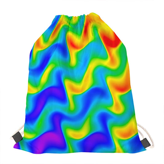 Rainbow Psychedelic Trippy Print Drawstring Bag