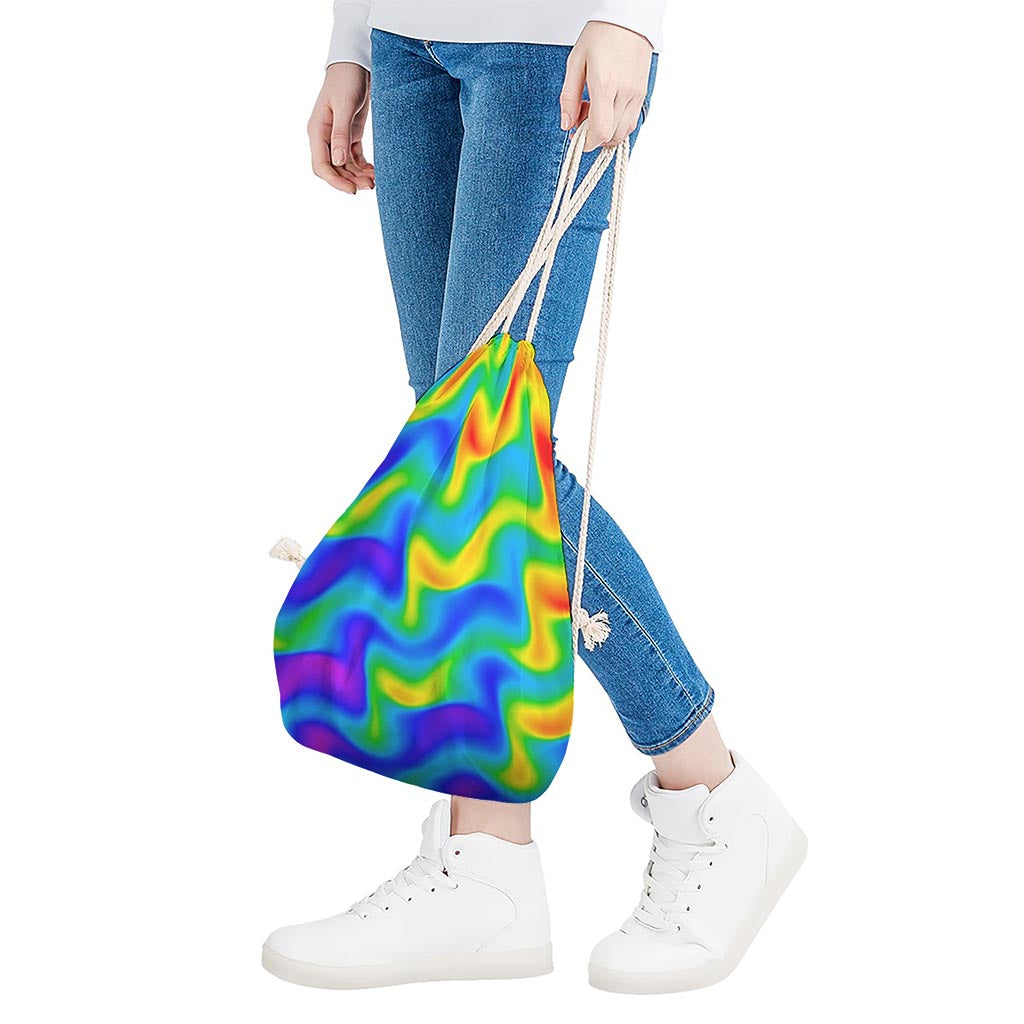 Rainbow Psychedelic Trippy Print Drawstring Bag