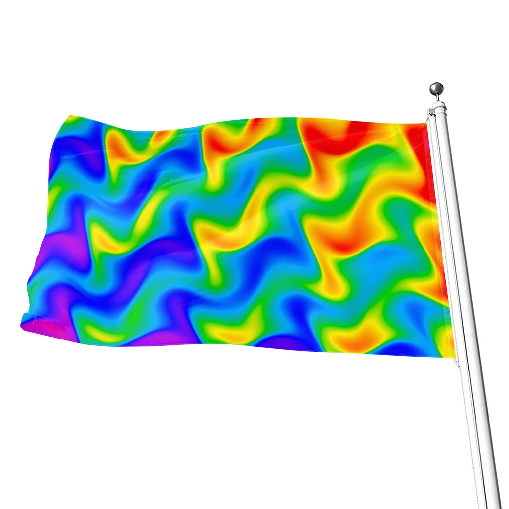 Rainbow Psychedelic Trippy Print Flag