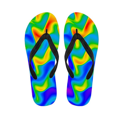 Rainbow Psychedelic Trippy Print Flip Flops