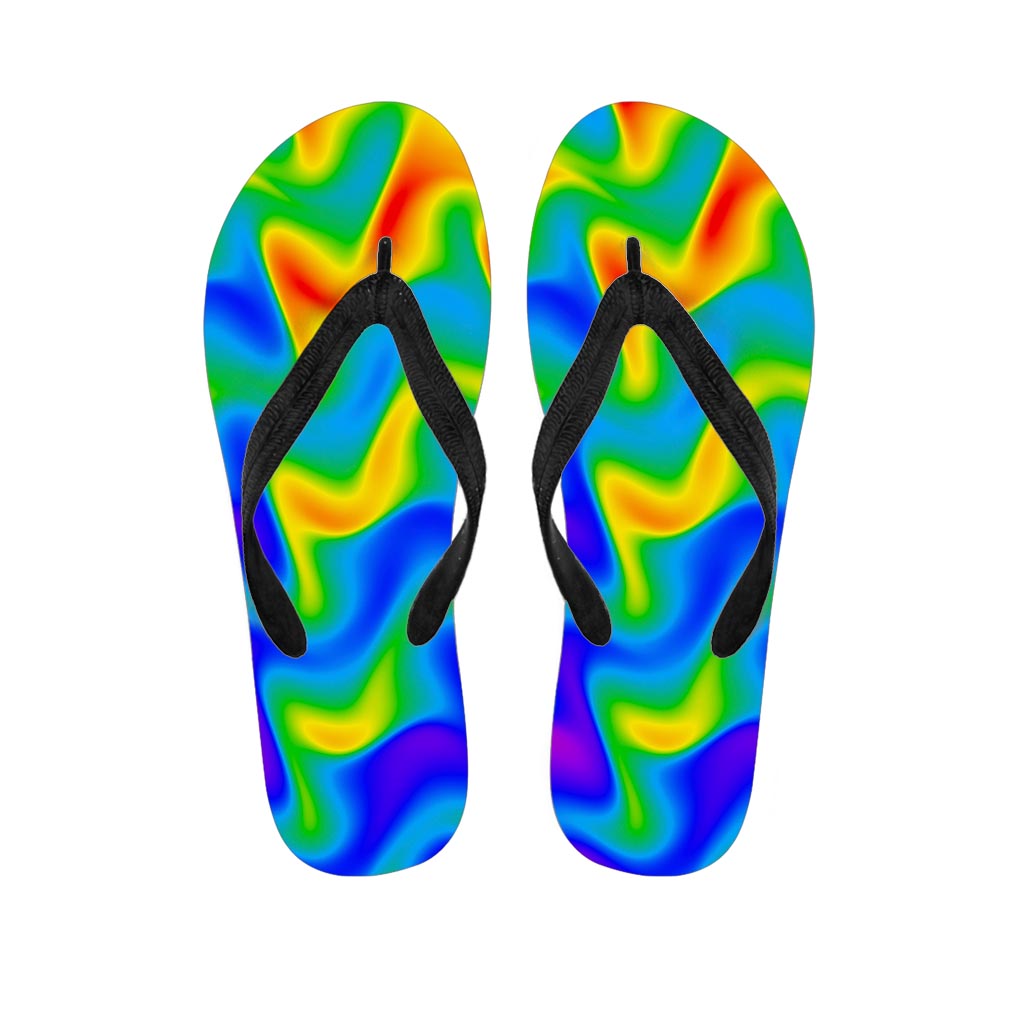 Rainbow Psychedelic Trippy Print Flip Flops