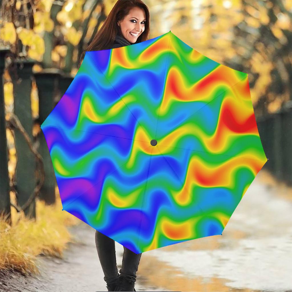 Rainbow Psychedelic Trippy Print Foldable Umbrella
