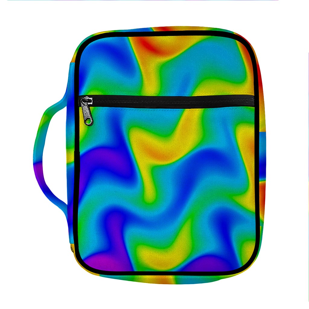 Rainbow Psychedelic Trippy Print Front Pocket Bible Bag
