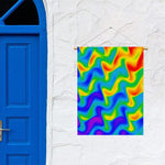 Rainbow Psychedelic Trippy Print Garden Flag