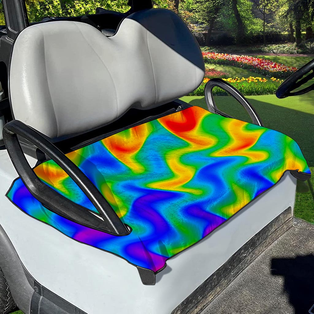Rainbow Psychedelic Trippy Print Golf Cart Seat Cover