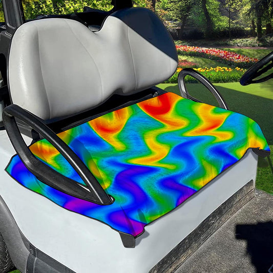 Rainbow Psychedelic Trippy Print Golf Cart Seat Cover