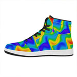 Rainbow Psychedelic Trippy Print High Top Leather Sneakers