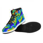 Rainbow Psychedelic Trippy Print High Top Leather Sneakers
