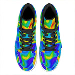 Rainbow Psychedelic Trippy Print High Top Leather Sneakers