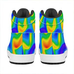Rainbow Psychedelic Trippy Print High Top Leather Sneakers